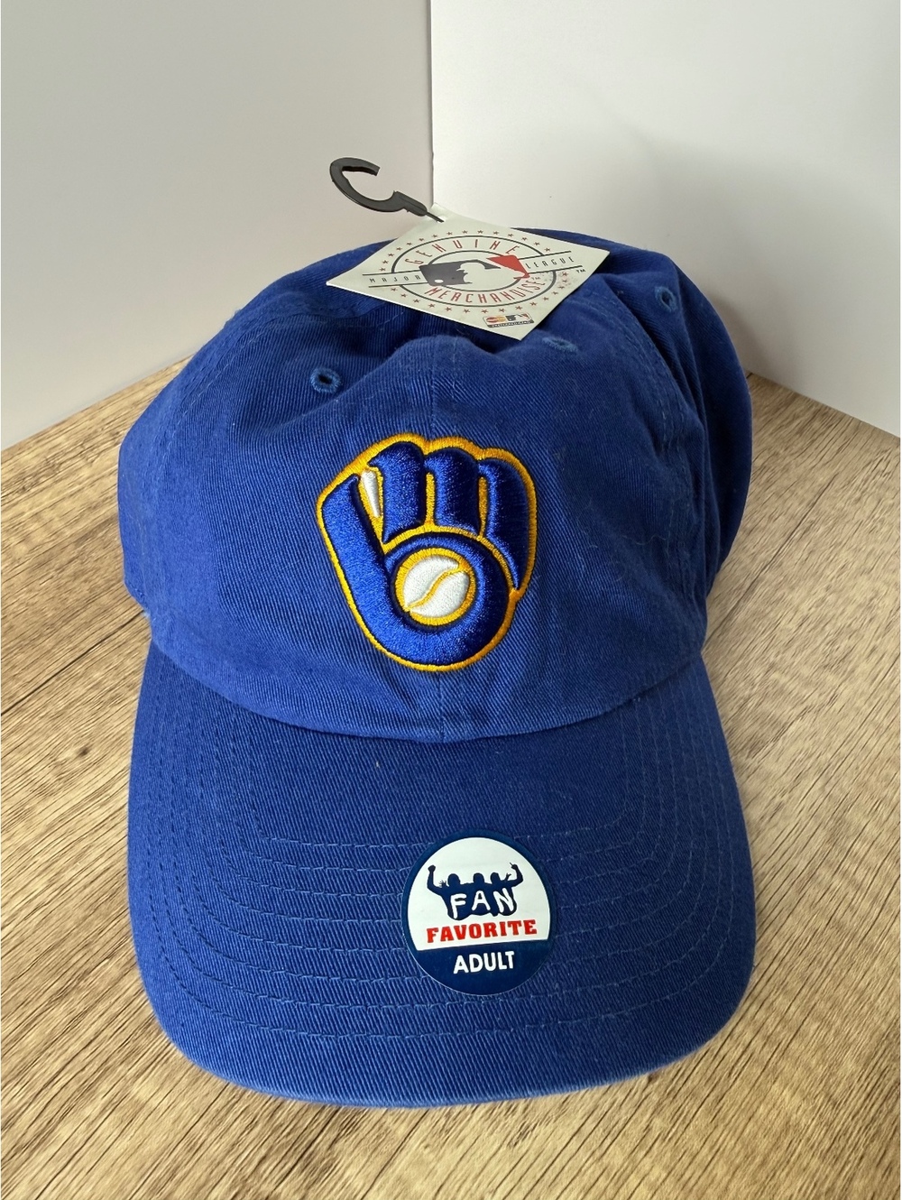 Milwaukee Brewers Ball in Glove Logo Hat Fan Favorite MLB Blue Adjustable NWT